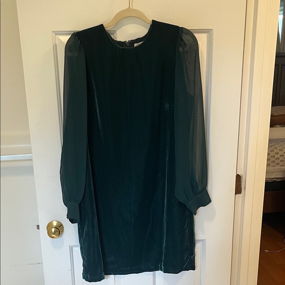 J. Crew Dark Green Long Sleeve Dress